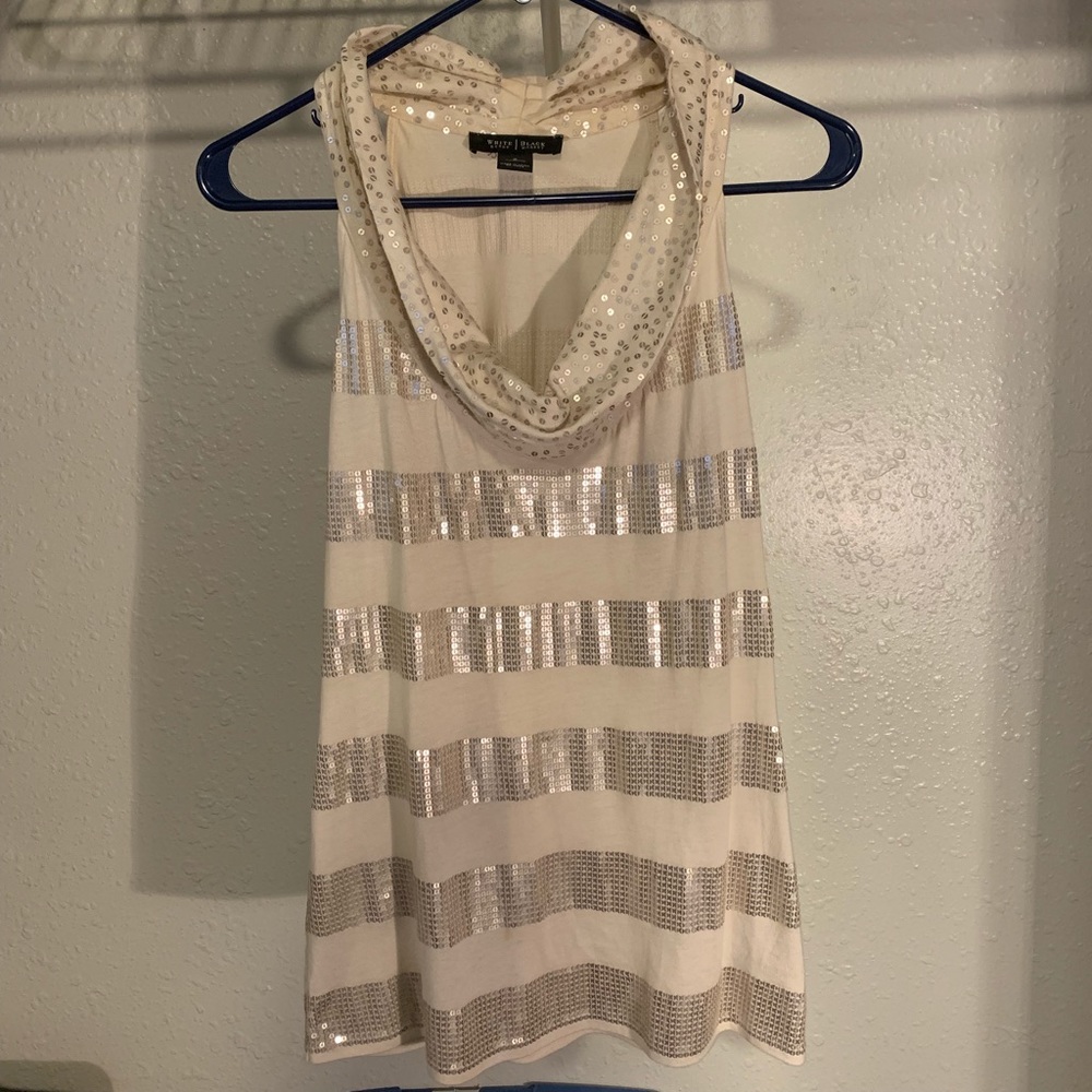 WHBM Sequin Cowl Top